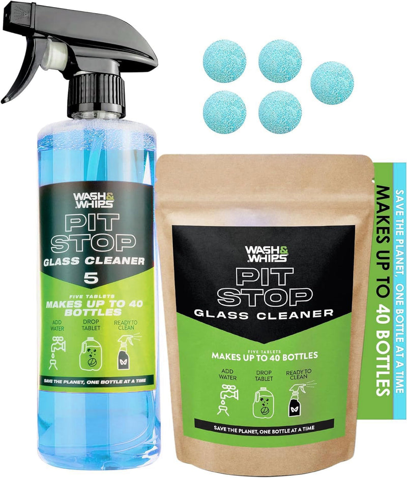 Load image into Gallery viewer, WASH&amp;WHIPS Pit Stop Glass Cleaner / All Surface Cleaner Refill Tablets (Makes 5 Gallons)
