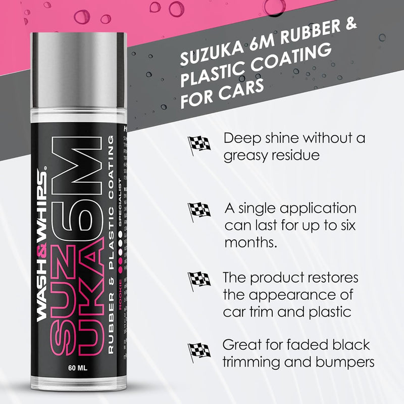 Load image into Gallery viewer, WASH&amp;WHIPS Suzuka 6M Rubber &amp; Plastic Coating for Cars, Restores and Brings Back Black - Concentrated Formula Non-Greasy, 60ml
