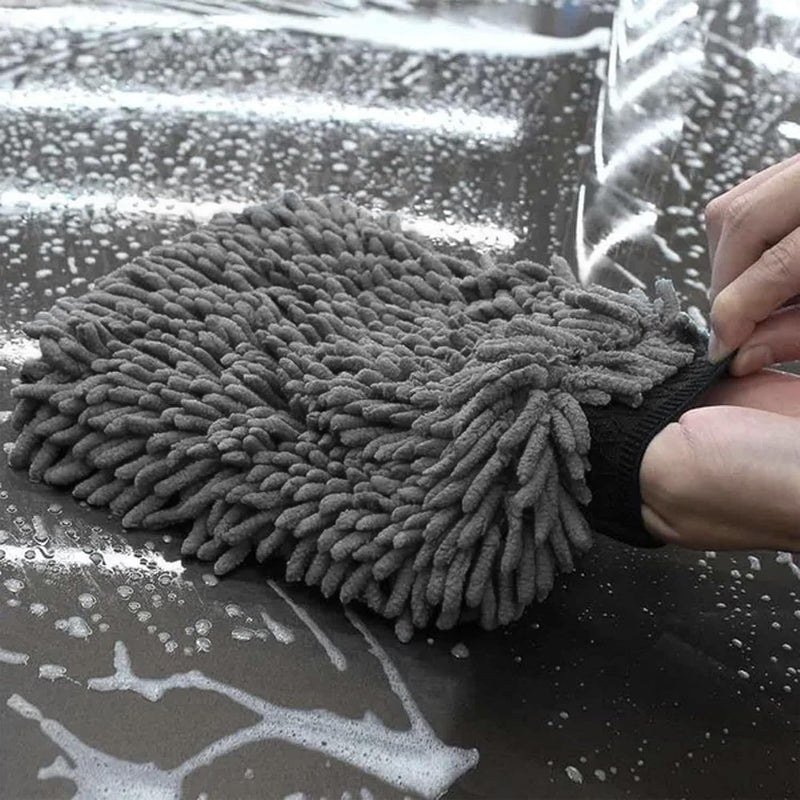 Load image into Gallery viewer, WASH&amp;WHIPS Chenille Premium Scratch-Free Microfiber Lint-Free Blue Wash Mitt 8" x 10"in &amp; Black Pitstop Particle Interceptor
