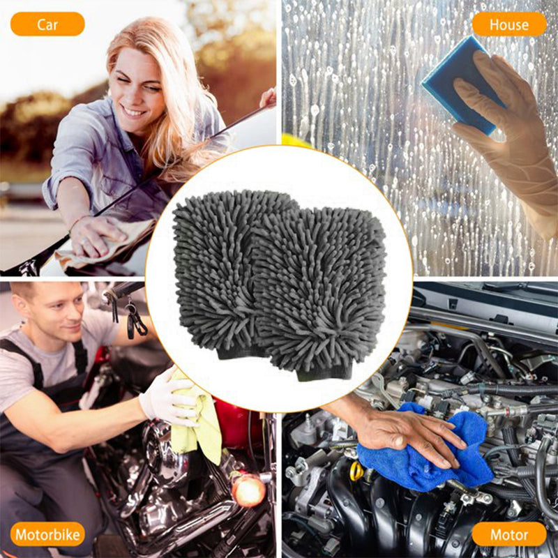 Load image into Gallery viewer, WASH&amp;WHIPS Microfiber Chenille Car Cleaning Mitt - 2pk

