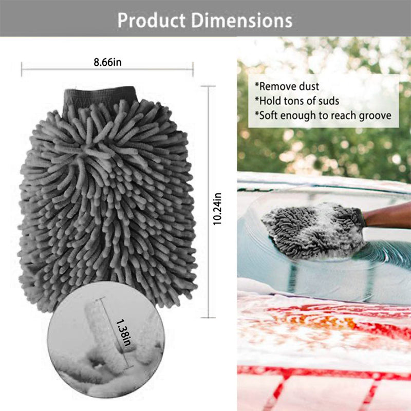Load image into Gallery viewer, WASH&amp;WHIPS Microfiber Chenille Car Cleaning Mitt - 2pk
