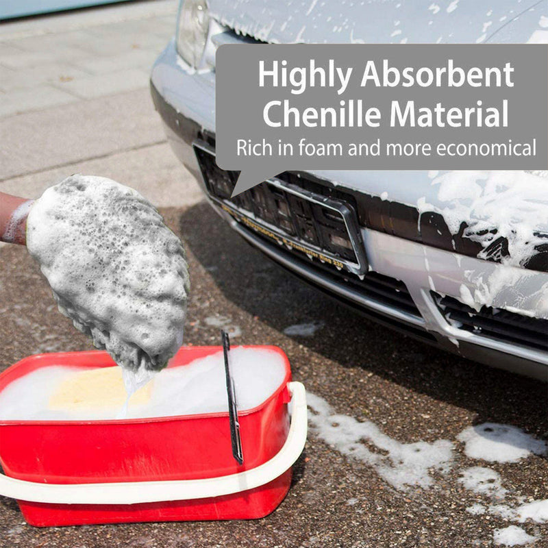 Load image into Gallery viewer, WASH&amp;WHIPS Microfiber Chenille Car Cleaning Mitt - 2pk
