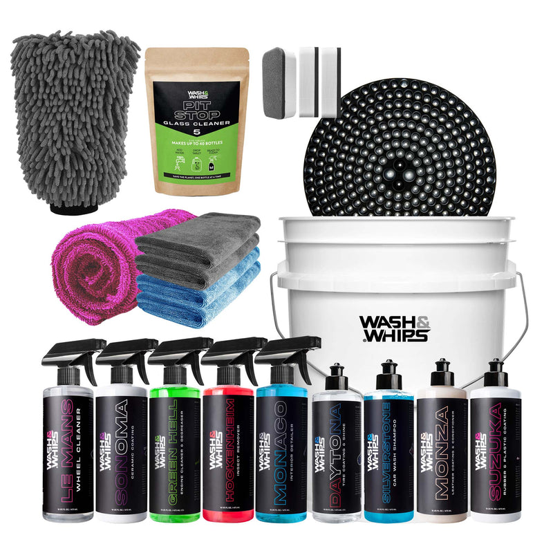 Load image into Gallery viewer, WASH&amp;WHIPS Quick Detailing Pro Kit for Auto Detailing - 16-Piece Complete Car Care Set
