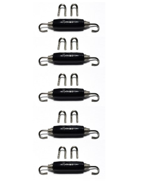 Stainless Exhaust Hook and Tension Spring for Slip Joint - Black Silicone (5 Pack)